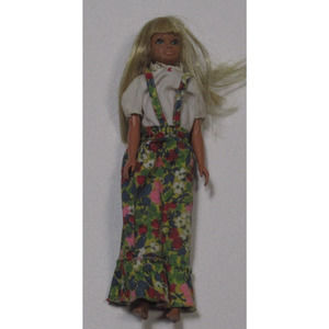 Vintage Barbie Doll Squishy Head Blonde Hair with psychedelic Outfit Hippie